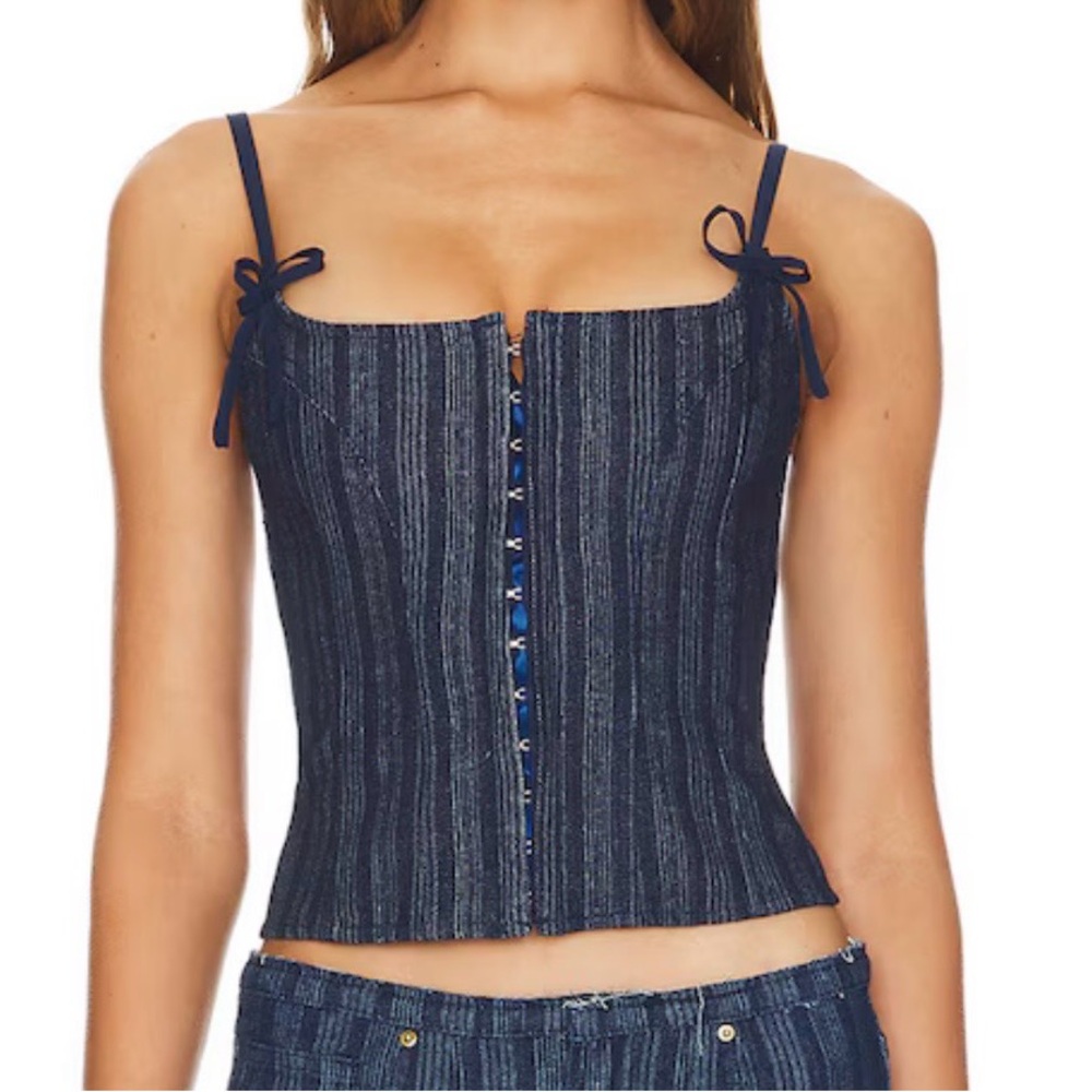 CHARISMATIC DENIM CORSET IN DADK PINSTRIPE - Lioness - Picture 5 of 7